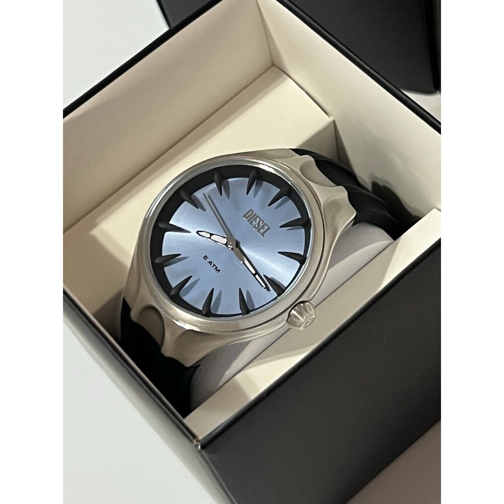 Diesel Streamline Silver Blue & Black Silicone Mens Watch DZ2216 NIB Unisex